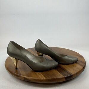 Womens Bruno Magli Italy Vintage Silver Sparkle Satin Pumps Heels Size 6 B GUC